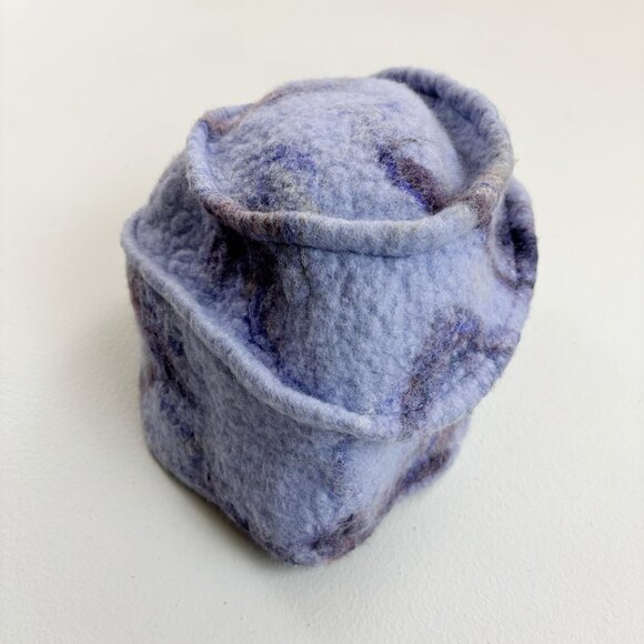 ARTISAN Handcrafted Felt Wool Hat Cap Swirl Pattern Lagenlook Artsy Fiber Lilac main image 7
